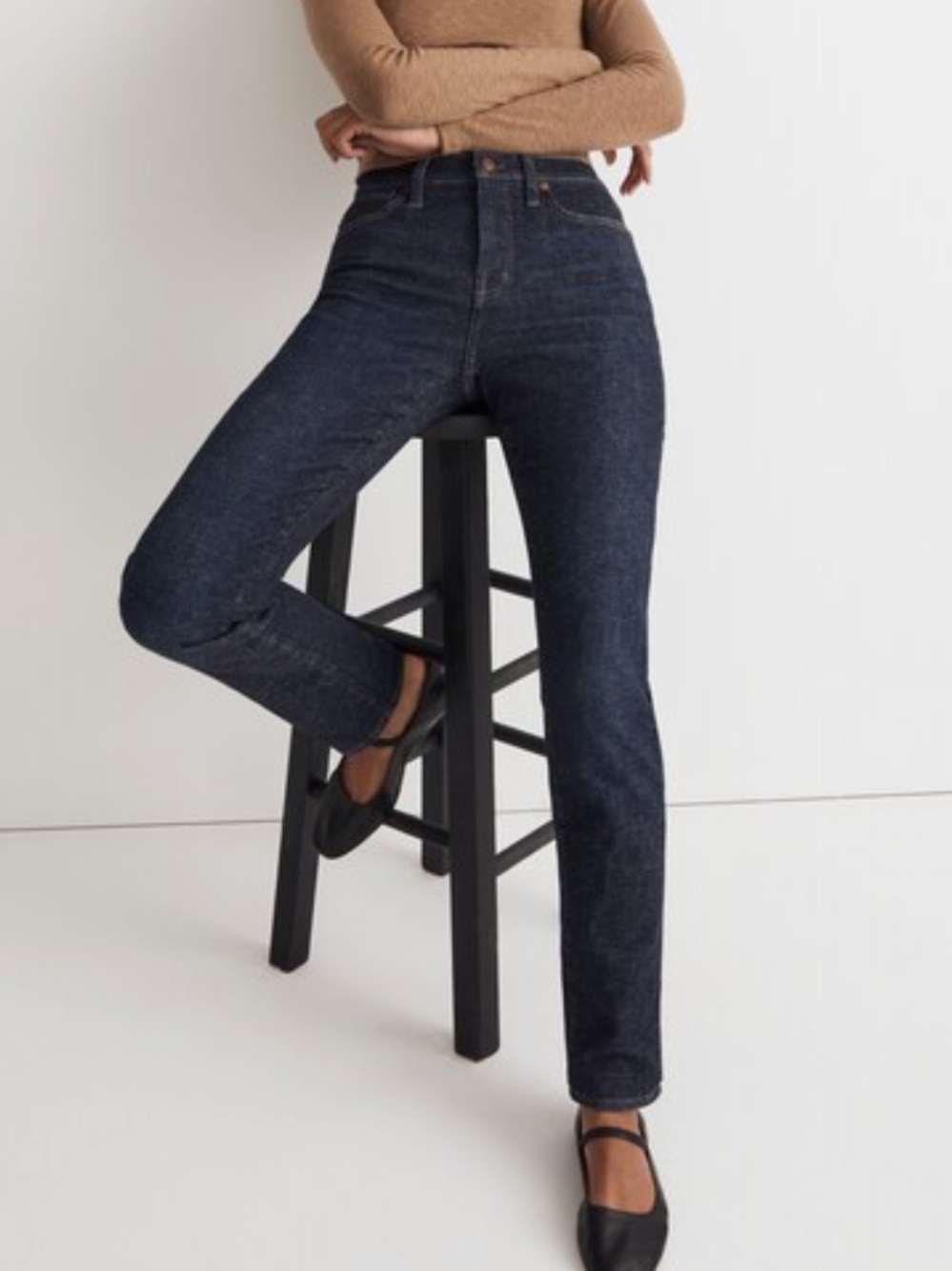 Madewell Mid-Rise Stovepipe Jeans 26 Dalesford Wash Dark Blue Stretch Denim